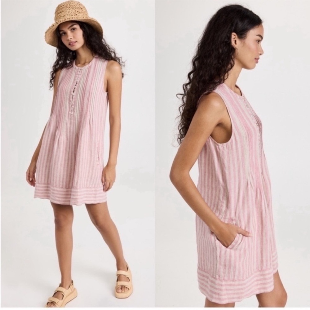Faherty Pink Striped Mini Dress